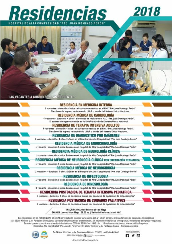Convocatoria abierta para las residencias médicas ´18 del HAC