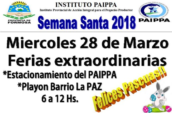 PAIPPA: Ferias extraordinarias por Semana Santa
