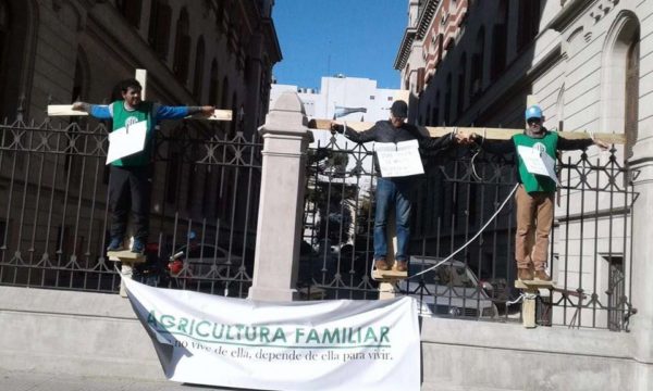 Trabajadores estatales protestan por despidos frente a Ministerio de Agroindustria