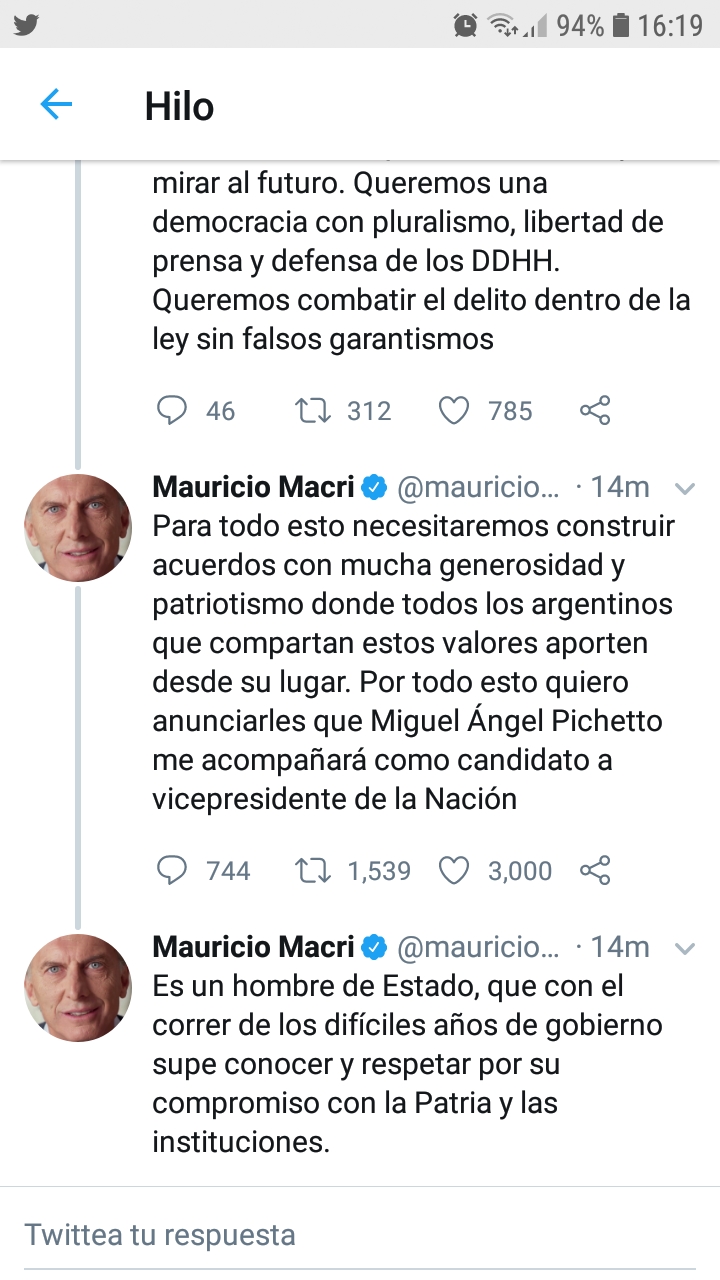Confirmado: Miguel Ángel Pichetto será el vice de Mauricio Macri en la fórmula de Cambiemos
