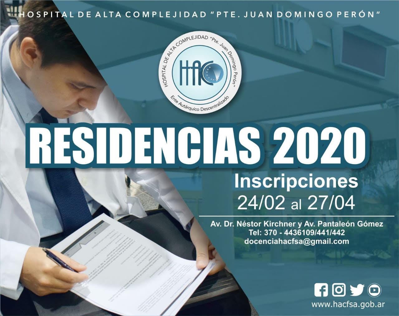 El HAC llama a cubrir vacantes en las Residencias 2020