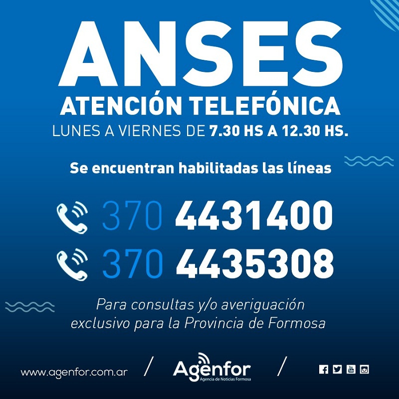 ANSES Formosa habilitó números de teléfono para consultas