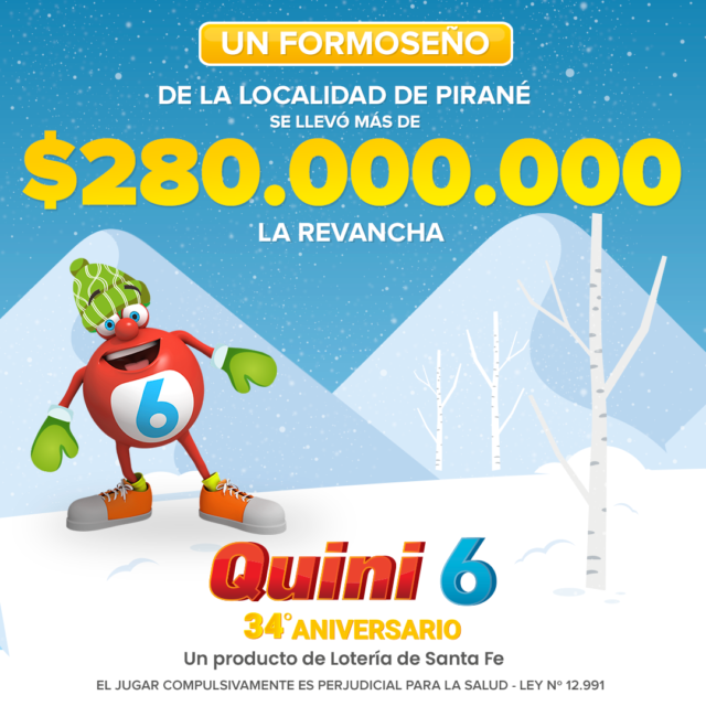 Pirané: un afortunado apostador ganó 280 millones en el Quini 6