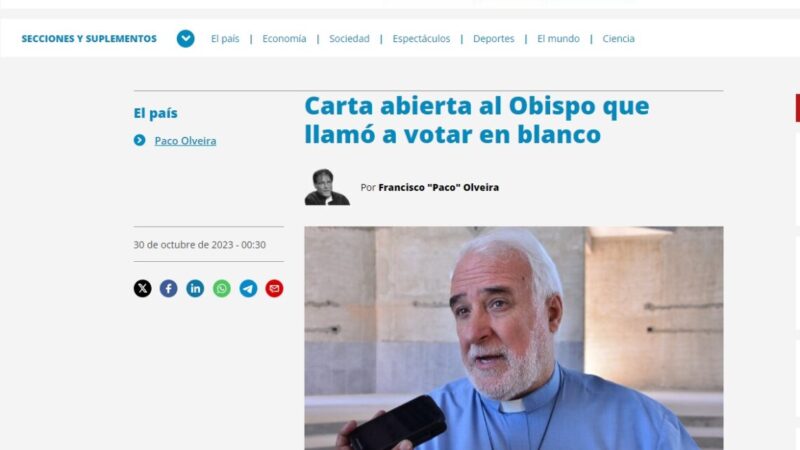 Carta abierta al obispo que llamó a votar en blanco