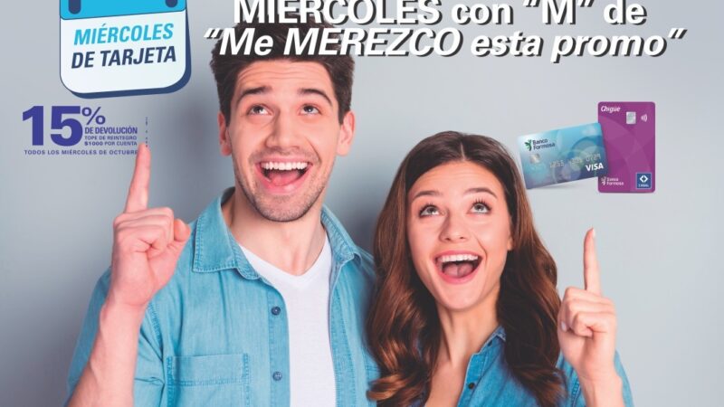 Banco Formosa: Continúa la promoción 15% de devolución todos los míercoles