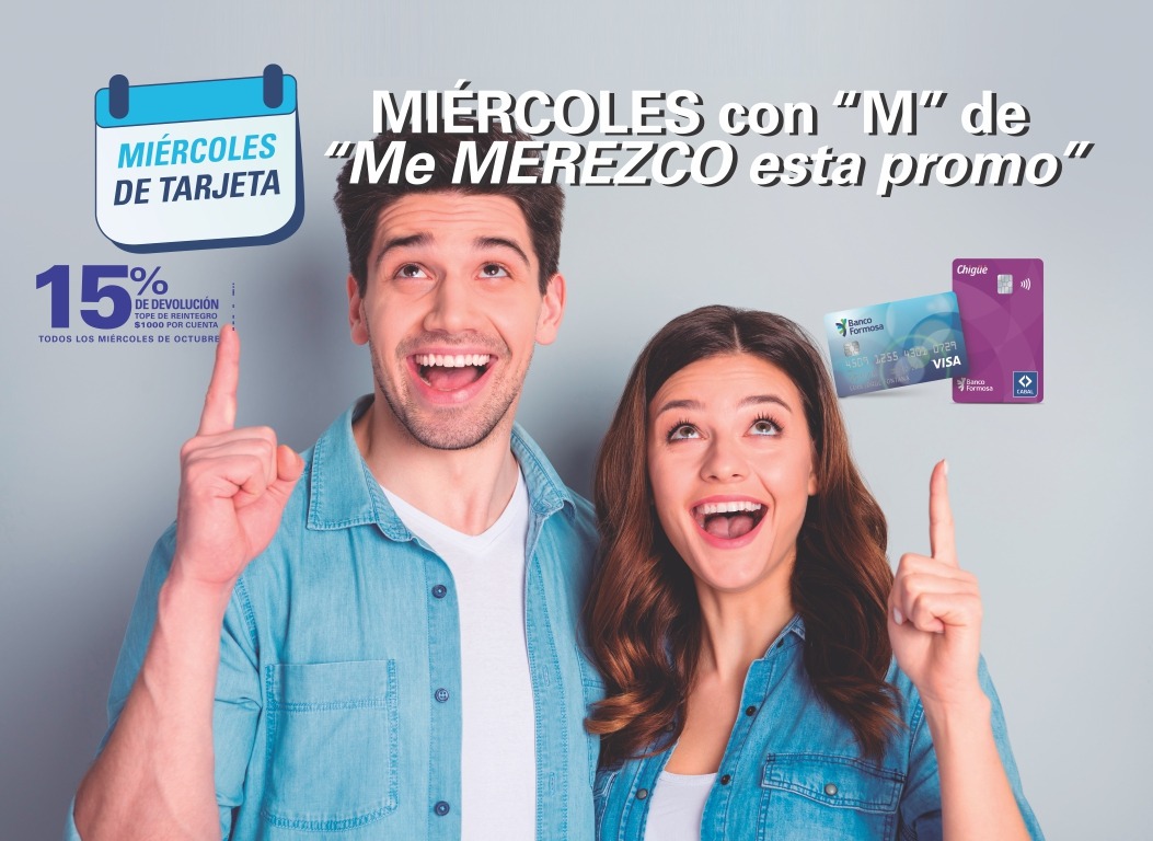 Banco Formosa: Continúa la promoción 15% de devolución todos los míercoles